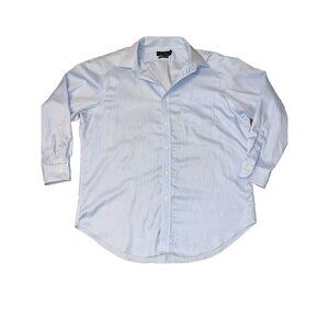 Lauren Ralph Lauren Mens Shirt Size 17 Blue Non Iron Button Up Long Sleeve